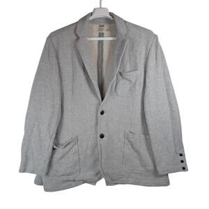 Faherty Inlet Knit Blazer Jacket Gray Button Front Patch Pockets Mens Size XXL